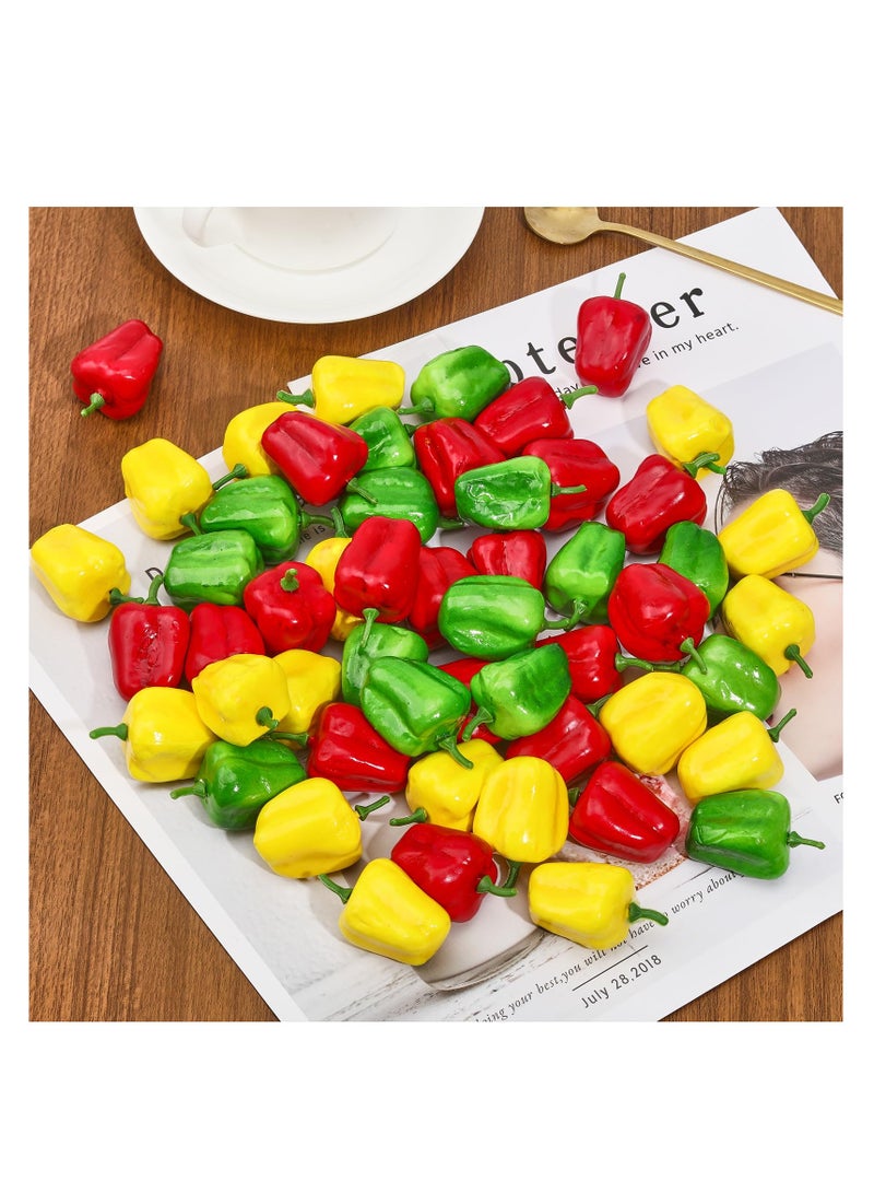 SYOSI 60Pcs Foam Fruit Artificial Bell Pepper, Simulation Realistic Lifelike Models Artificial Vegetables, for Party Autumn Supplies Farmhouse Restaurant Photography Props, Mixed Color (3 Colors) - Image 4