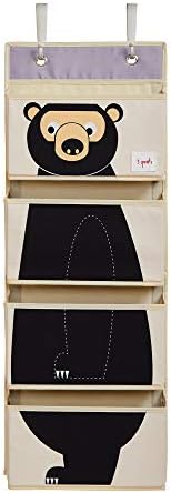 3 Sprouts Hanging Wall Organizer- Storage For Nursery And Changing Tables, Bear - Image 1