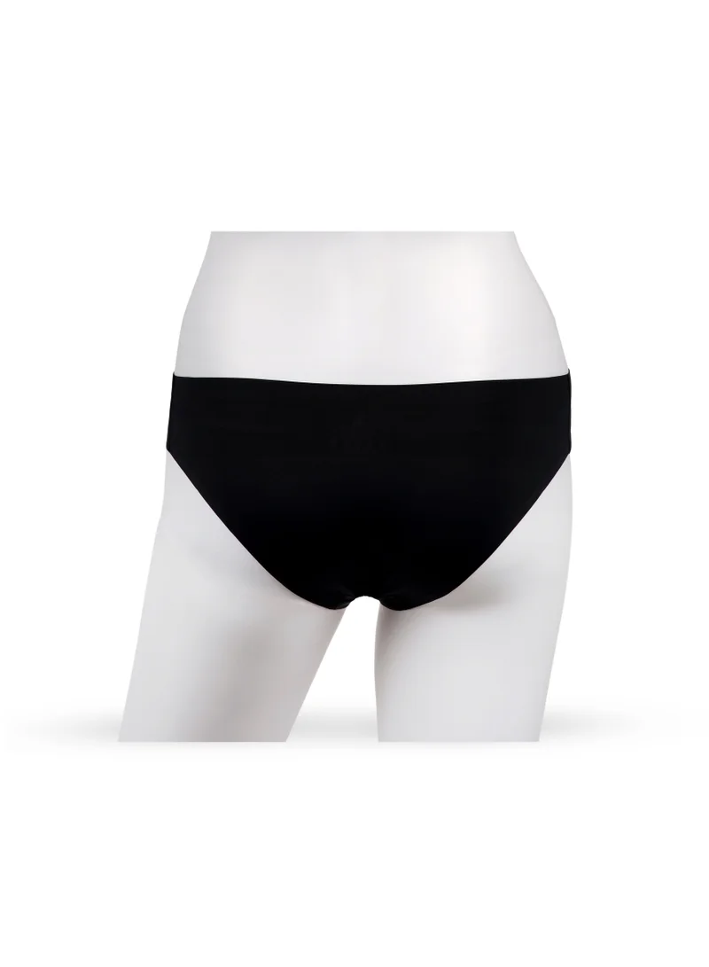 Yeseco Black Seamless Underwear | Hi-Cut Full Coverage Panty with Stretch Comfort Waistband |