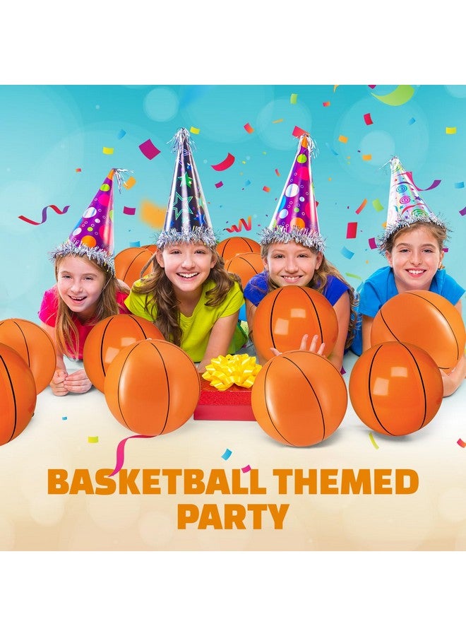 Bedwina Inflatable Basketballs (Pack Of 12) 16-Inch, Beach Balls Bulk For Pool Beach Toys & Basketball Party Decorations & Themed Basketball Birthday Decorations, Pool Basketball Party Favors For Kids - Image 2