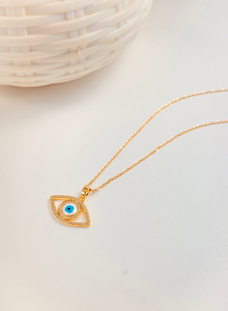 Elegant Nazar Eye, Guardian Eye Pendant, Gold plated Necklace for ladies - Image 3