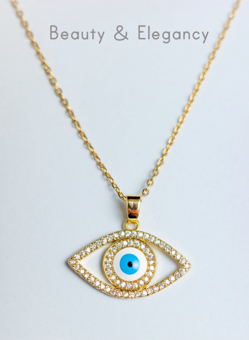 Elegant Nazar Eye, Guardian Eye Pendant, Gold plated Necklace for ladies - Image 2