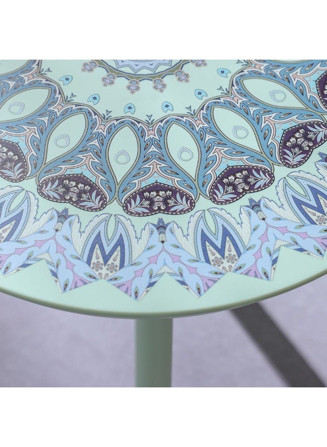 DANUBE HOME Sansa Round Coffee Table  | 1 pc Outdoor Table |  Water-Resistant Patio Desk |  All Weather Plastic Patio Modern Outdoor Furniture For Garden-Beige with Print - Image 4