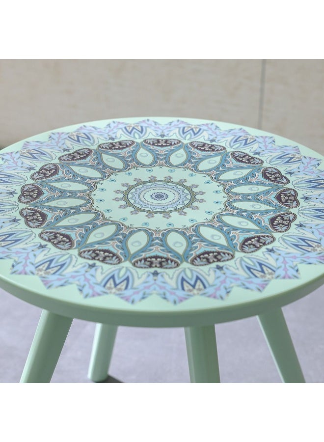 DANUBE HOME Sansa Round Coffee Table  | 1 pc Outdoor Table |  Water-Resistant Patio Desk |  All Weather Plastic Patio Modern Outdoor Furniture For Garden-Beige with Print - Image 2