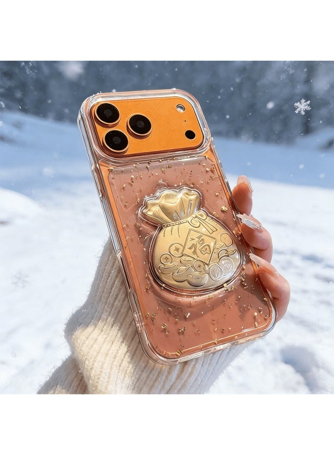 Langling Gold Foil Lucky Bag For Iphone 17 Pro Max Case, Premium Transparent Gold Foil Shockproof Soft Cover For Men And Women - Image 1