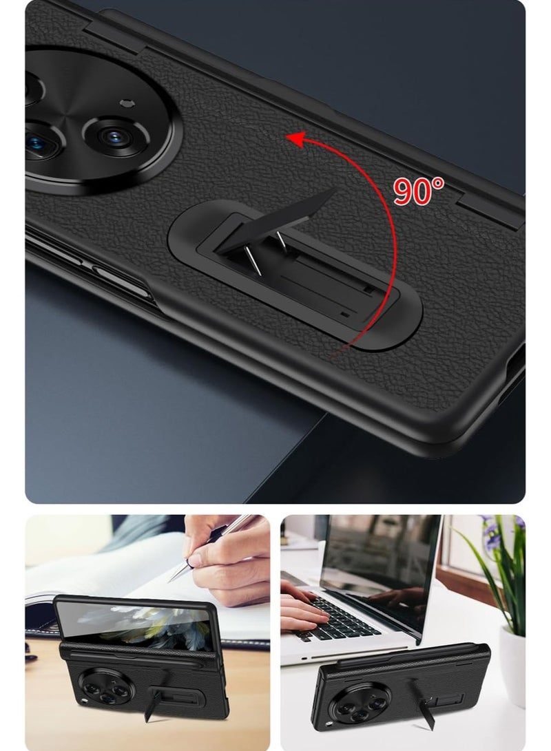 عام متوافق مع علبة Oneplus Open / OPPO Find N3 مع قلم وحامل قلم، 【حماية المفصلات】 【حامي الشاشة المدمج】 【حامل】 قضية هاتف جلدية فاخرة شاملة - Image 4