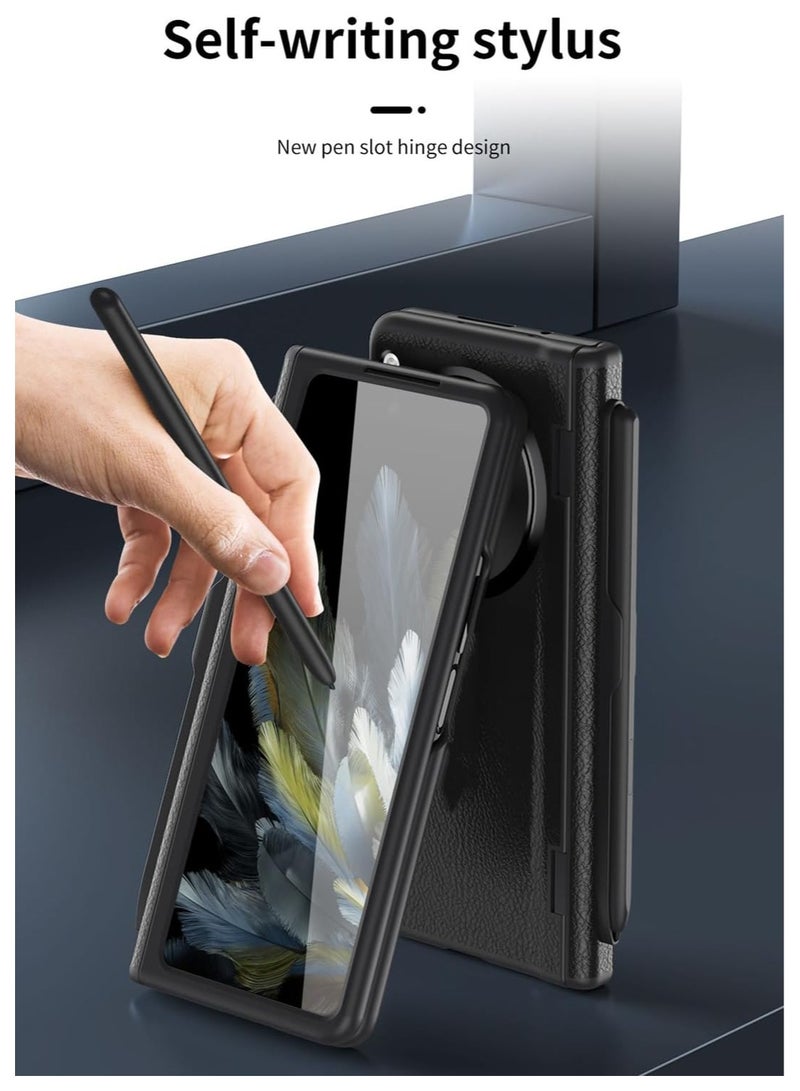 عام متوافق مع علبة Oneplus Open / OPPO Find N3 مع قلم وحامل قلم، 【حماية المفصلات】 【حامي الشاشة المدمج】 【حامل】 قضية هاتف جلدية فاخرة شاملة - Image 3