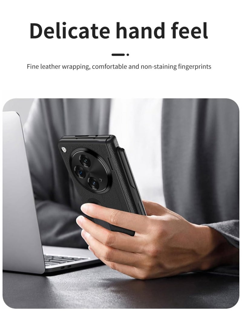 عام متوافق مع علبة Oneplus Open / OPPO Find N3 مع قلم وحامل قلم، 【حماية المفصلات】 【حامي الشاشة المدمج】 【حامل】 قضية هاتف جلدية فاخرة شاملة - Image 5