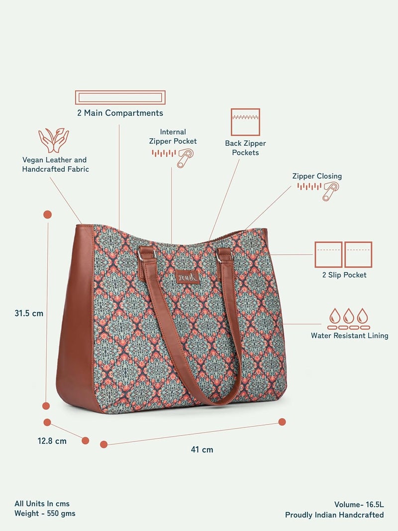 ZOUK حقيبة يد نسائية للهروب | جوت | حقيبة توت مصنوعة يدويًا من الجلد النباتي - Image 4