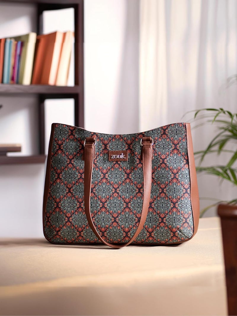 ZOUK حقيبة يد نسائية للهروب | جوت | حقيبة توت مصنوعة يدويًا من الجلد النباتي - Image 3