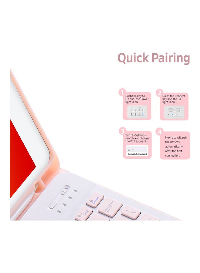 Bluetooth Keyboard With Protective Case Pink - Image 5