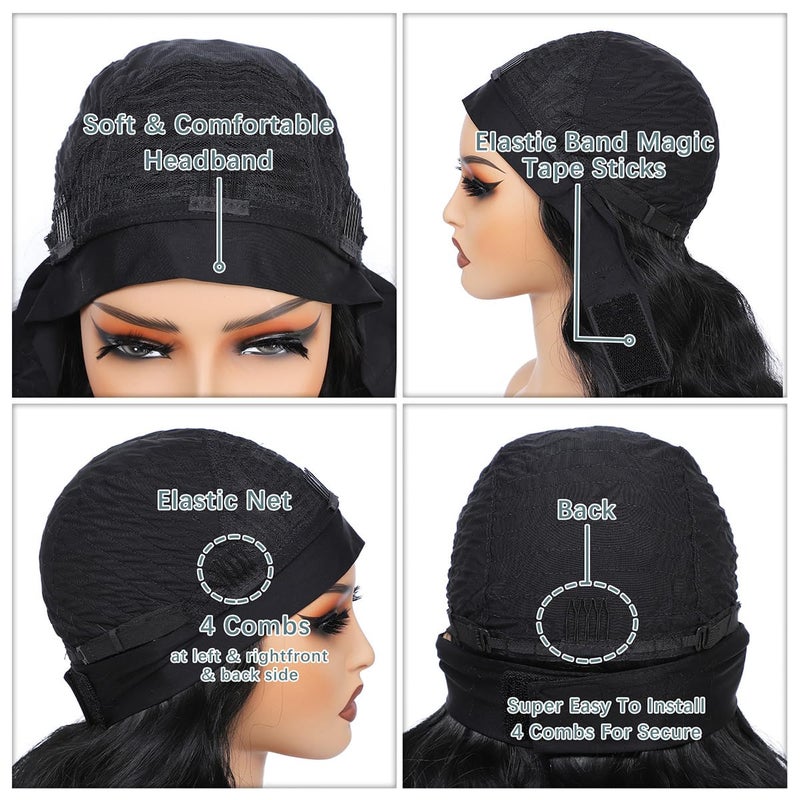 xccoco Highlight Headband Wigs for Black Women Short Brown Yaki Straight Hair Headband Wig Put On and Go Glueless Wig Natural Looking Synthetic Wig with Headband,12inch - Image 5