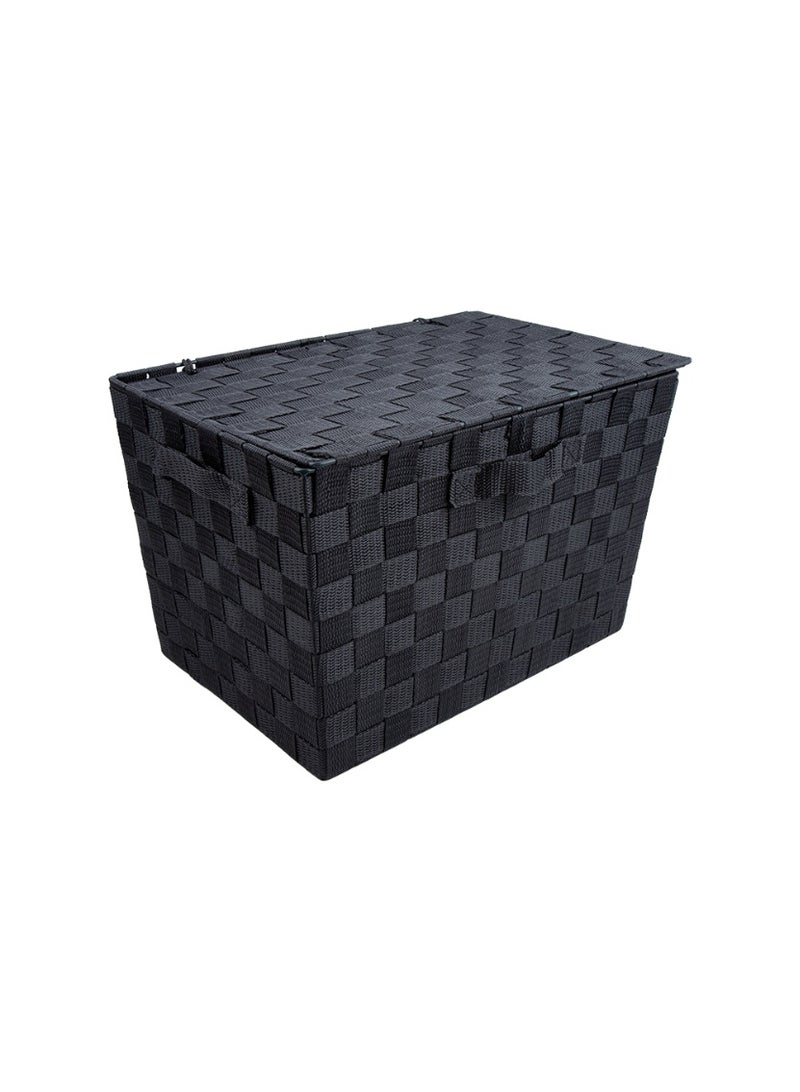 DAISO Printed Storage Basket with Lid, Black, 79 x 30 cm - Image 3