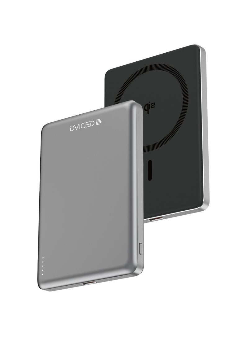 DVICED Qi2 Ultrathin MagSafe Power bank 5000mAh - Grey - Image 1