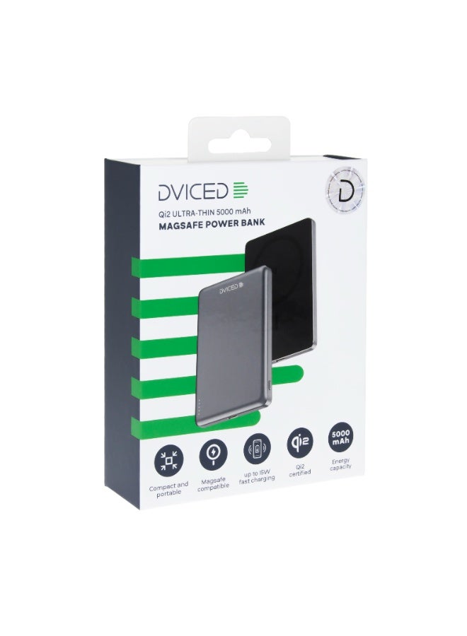DVICED Qi2 Ultrathin MagSafe Power bank 5000mAh - Grey - Image 4