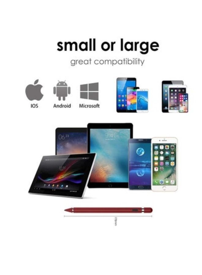 ACLIX Active Stylus Pens for Touch Screens,1.5mm Fine Point Rechargeable Digital Pencil Capacitive Pen Fine Point Stylist Pen Pencil Compatible with i-Phone i-Pad and Other Tablets (Red) - Image 3