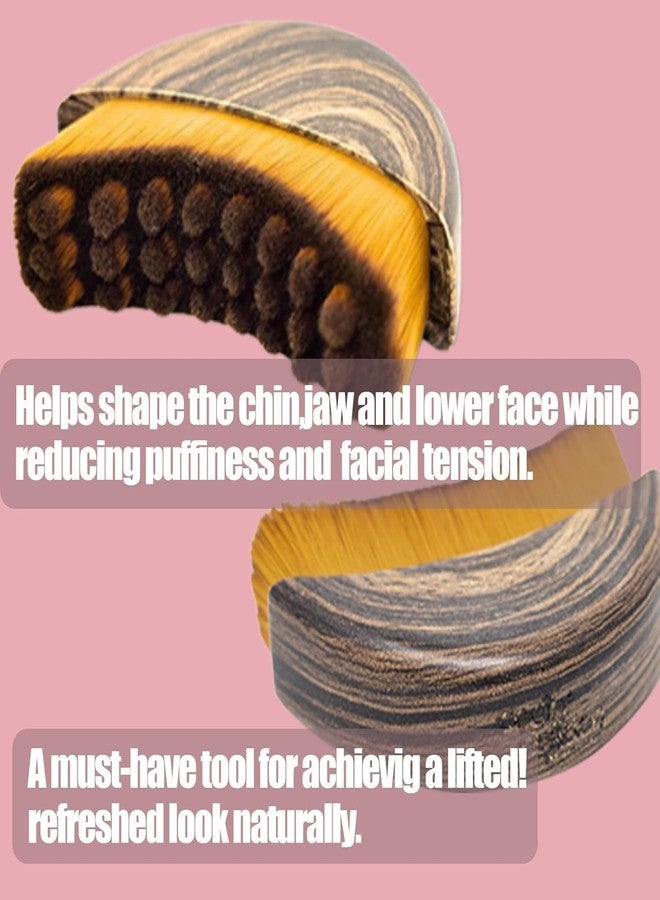 PXBQ فرشاة تصريف اللمف للوجه من PXBQ، أداة نحت غوا شا، شعيرات صناعية ناعمة، لون بني بنقشة الخشب، تحديد خط الفك وشد البشرة - Image 5