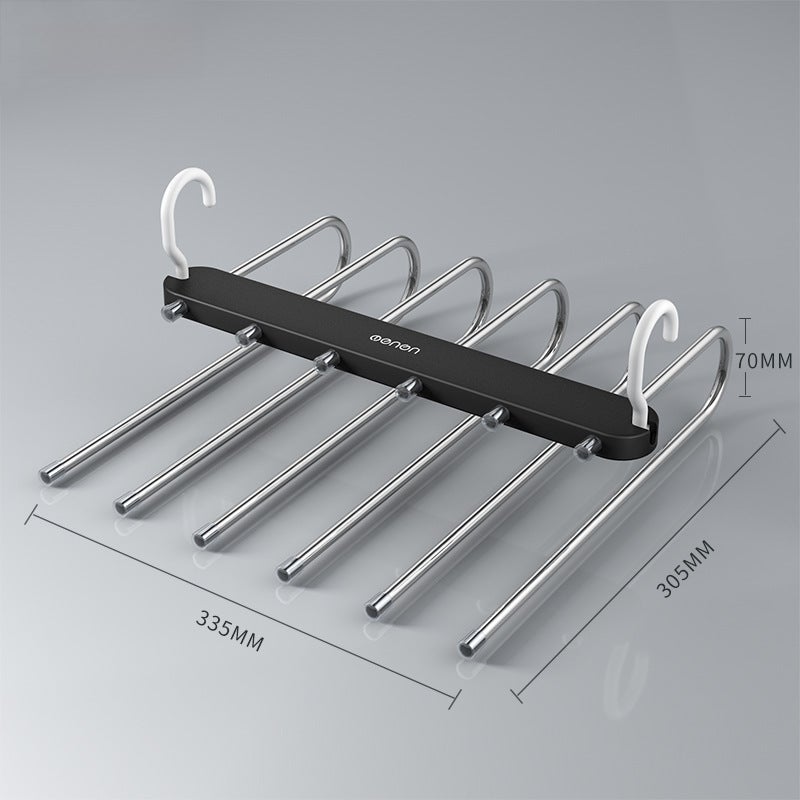 Folding pants rack multi-functional multi-layer pants hanger household magic seamless pants clip wardrobe storage artifact pants hanger(Fashion Black) - Image 1
