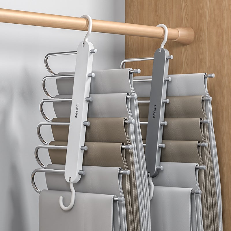 Folding pants rack multi-functional multi-layer pants hanger household magic seamless pants clip wardrobe storage artifact pants hanger(Fashion Black) - Image 2