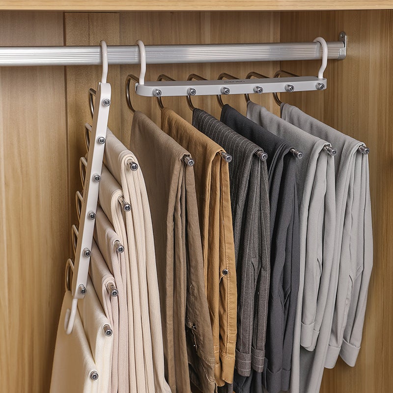 Folding pants rack multi-functional multi-layer pants hanger household magic seamless pants clip wardrobe storage artifact pants hanger(Fashion Black) - Image 3