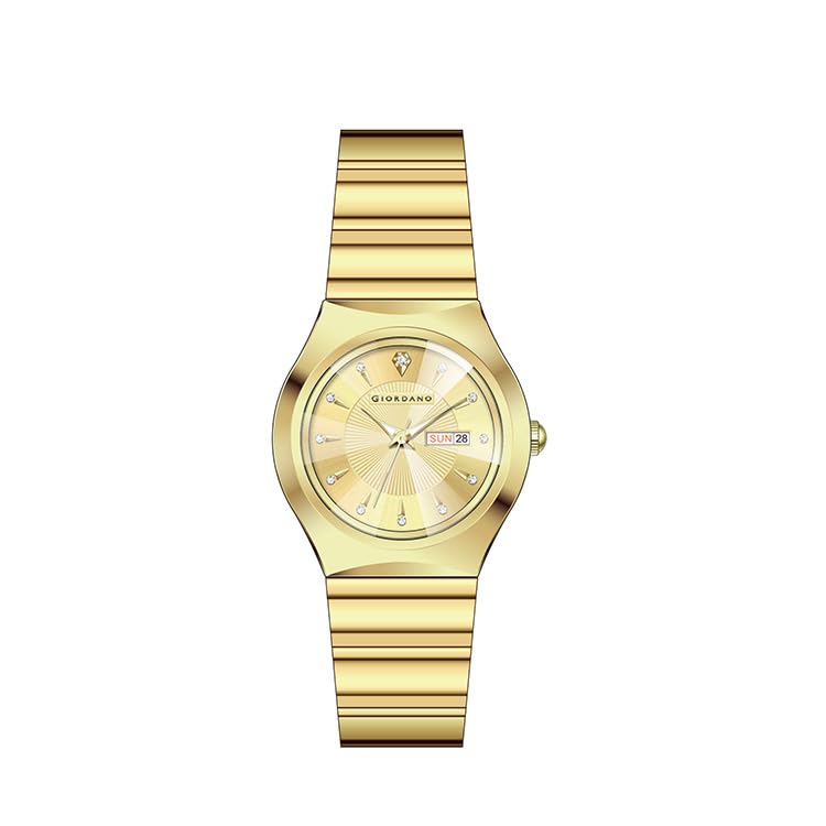 Giordano Analog Pair Watch for Unisex with Round Dial, Crystal Indices, Date Display and Stainless Steel Strap - Image 4