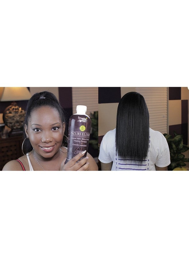 Nzuri Elixir Hair Skin And Nail With Vitamin D 32 Oz + Nzuri Hair Follicle Food 61 Ancient Miracle Hair Growth Oil 4Oz Vitamins To Make Hair Grow Long Intense Grow Long Hair Supplements Combo Pack - Image 2