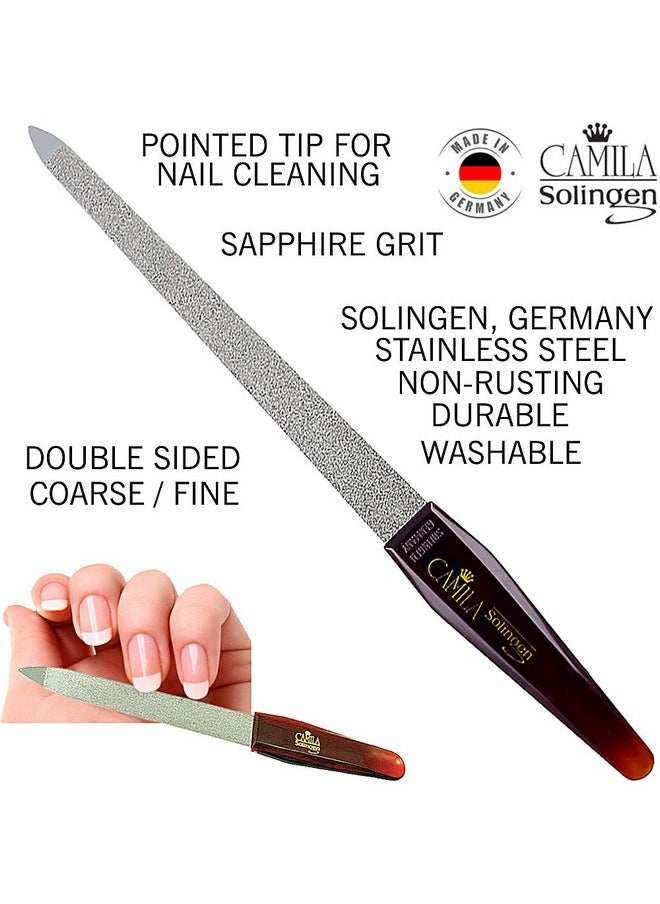 CAMILA SOLINGEN - Cs19 8 Large Professional Sapphire Metal Nail File Pointed For Fingernail And Toenail Care. Double Sided Coarse Fine For Manicurepedicure. Made Of Stainless Steel Solingen Germany - Image 1