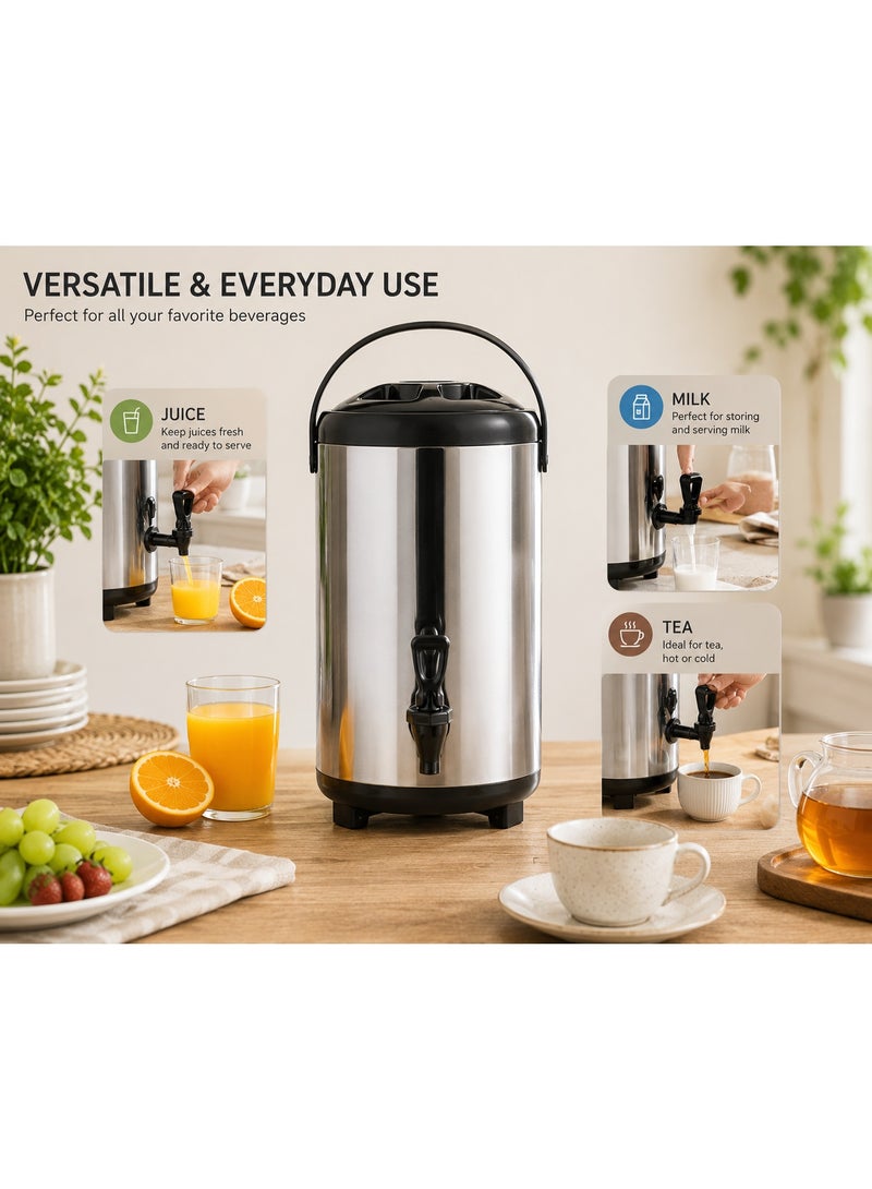 Home auraa Stainless Steel Beverage Dispenser, Insulated Tea Bucket, Hot and Cold Drink Container ， Multi Functional Use for Milk Tea, Coffee, Commercial, Home, School, Office （12 L） - Image 1