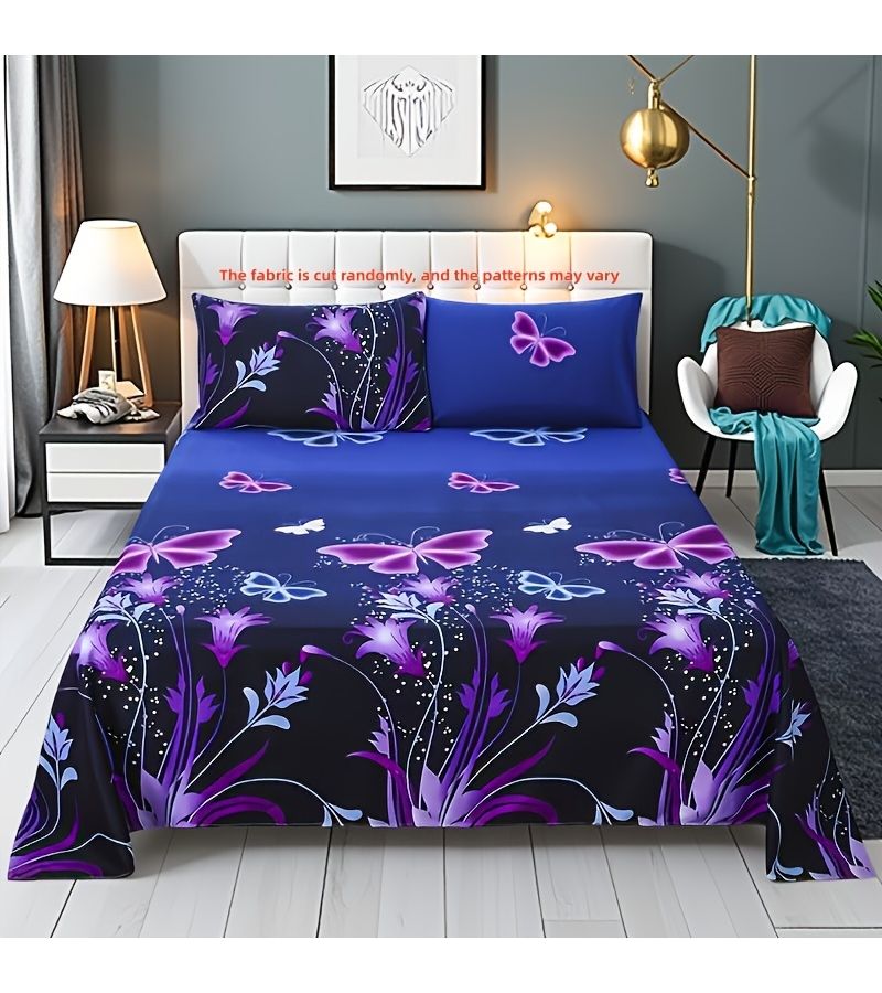 3pcs Flat Sheet Set 1 Bedsheet 2 Pillowcases No Fill Fascinating Dream 90 55x98 43 Inch Four Season Soft Comfortable Decoration Bedroom Living Room Dormitory Fits Single Double Full Size Bed - Image 1