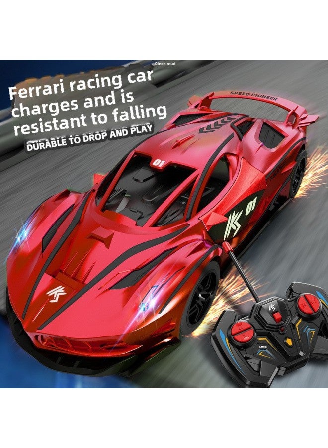 Remote Control Car Drift Racing Rechargeable High-speed Remote Control Car Electric Children's Toy Car Kids Boys 3-6 Years Old-Color:Racing Car 【double Doors With Lights + Charging Pile】-Proportion: - Image 4