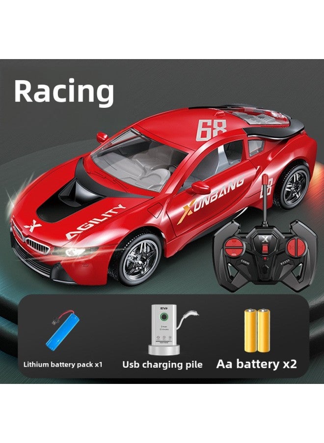 Remote Control Car Drift Racing Rechargeable High-speed Remote Control Car Electric Children's Toy Car Kids Boys 3-6 Years Old-Color:Racing Car 【double Doors With Lights + Charging Pile】-Proportion: - Image 1