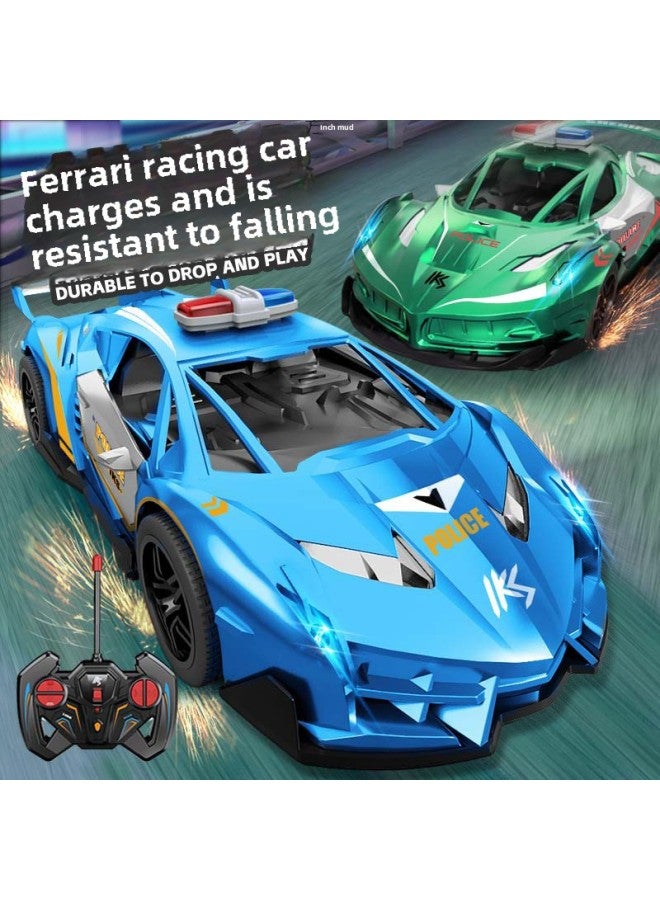 Remote Control Car Drift Racing Rechargeable High-speed Remote Control Car Electric Children's Toy Car Kids Boys 3-6 Years Old-Color:Racing Car 【double Doors With Lights + Charging Pile】-Proportion: - Image 2