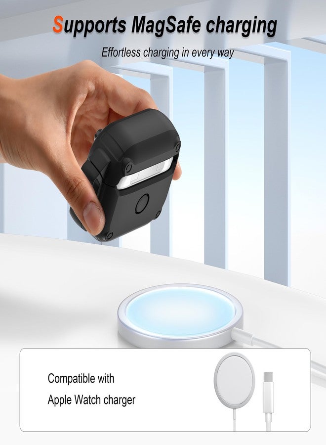 RFUNGUANGO for AirPods 3rd Generation Case Cover with Cleaner Kit,Powerful Drop Protection, Magnetic Lid, for AirPod Gen 3 Charging Case 2021, Black - Image 4
