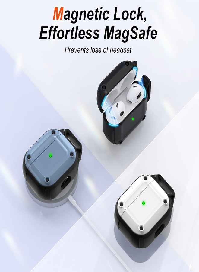 RFUNGUANGO for AirPods 3rd Generation Case Cover with Cleaner Kit,Powerful Drop Protection, Magnetic Lid, for AirPod Gen 3 Charging Case 2021, Black - Image 3