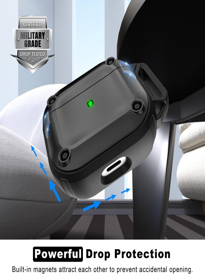 RFUNGUANGO for AirPods 3rd Generation Case Cover with Cleaner Kit,Powerful Drop Protection, Magnetic Lid, for AirPod Gen 3 Charging Case 2021, Black - Image 5