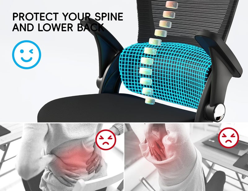 TRALT Office Chair - Ergonomic Office Chair with Back Support, Computer Chair - Home Office Desk Chairs, 330lbs Wide Seat Big and Tall Office Chairs with Headrest, Comfy Desk Chairs (Black) - Image 4