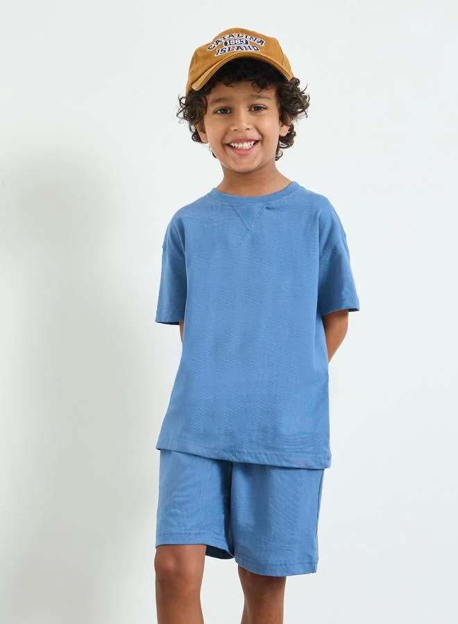 ستايلي Kids Blue Oversized T-Shirt and Shorts Set