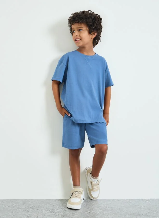 ستايلي Kids Blue Oversized T-Shirt and Shorts Set