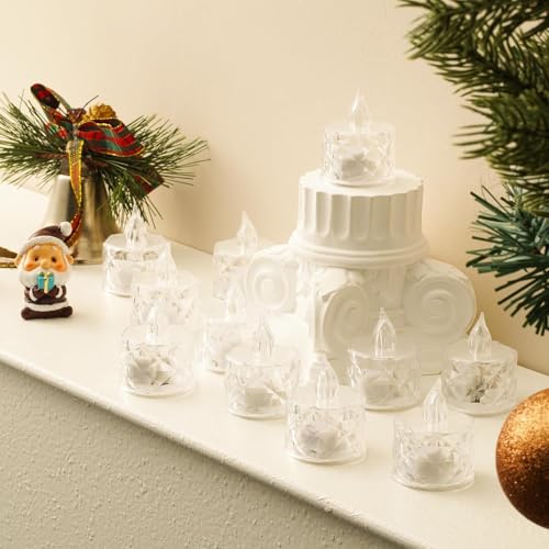 coku Crystal LED Tealight Candles, Smokeless Reusable LED Diyas, Battery Operated Decorative Lights for Home, Wedding, Diwali, Christmas Crystal Glow Tealights (Warm White, Pack of 6) - Image 4