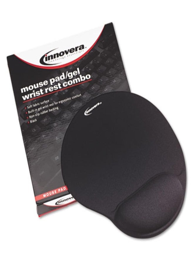 Innovera Mouse Pad with Fabric-Covered Gel Wrist Rest, 10.37 x 8.87, Black - Image 2