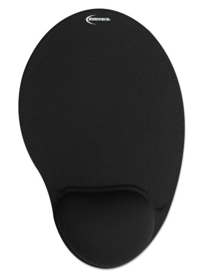 Innovera Mouse Pad with Fabric-Covered Gel Wrist Rest, 10.37 x 8.87, Black - Image 1