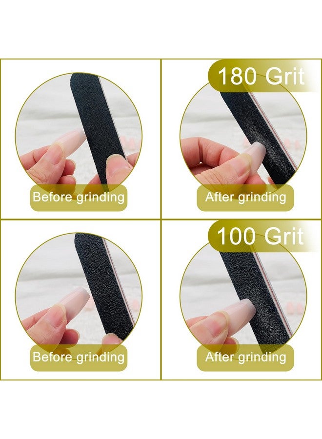 HeeYaa Nail File 10 PCS Professional Double Sided 100/180 Grit Nail Files Emery Board Black Manicure Pedicure Tool and Nail Buffering Files - Image 3