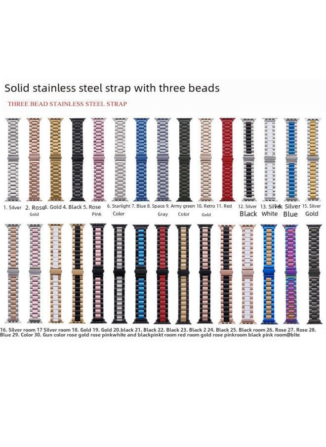 Generic - Digital Computer/smart Watch Strap - Replacement Silicone Wristband For Fitness Tracker In Black White Red Pink Yellow Blue-Color:2 Three Beads Solid Rose Gold-Specifications:16mm - Image 1