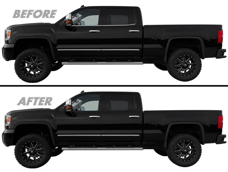 تغطية فينيل سوداء SlickMod Chrome Delete لزخرفة نوافذ GMC Sierra 1500 2500 3500 من 2014 إلى 2019