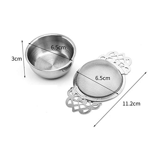 NUOMI 2 Pack Tea Strainer Stainless Steel Mesh Tea Infuser Loose Leaf Tea Filter with Drip Bowl for Natural Tea Seasoning Spices Herb, Golden - Image 2