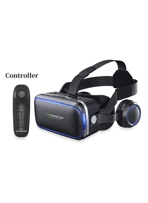 نظارات 3D VR Box 3D VR للتلفزيون والأفلام وألعاب الفيديو ، سماعة رأس VR مع جهاز تحكم عن بعد ، سماعة رأس الواقع الافتراضي متوافقة مع هواتف iPhone / Android ، متوافقة مع 4.7-6.53 بوصة