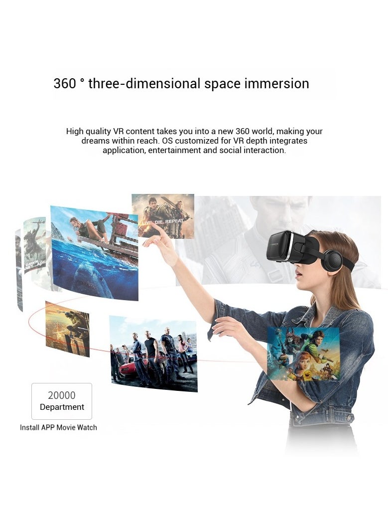 في آر شينيكون - نظارات 3D VR Box 3D VR للتلفزيون والأفلام وألعاب الفيديو ، سماعة رأس VR مع جهاز تحكم عن بعد ، سماعة رأس الواقع الافتراضي متوافقة مع هواتف iPhone / Android ، متوافقة مع 4.7-6.53 بوصة - Image 1