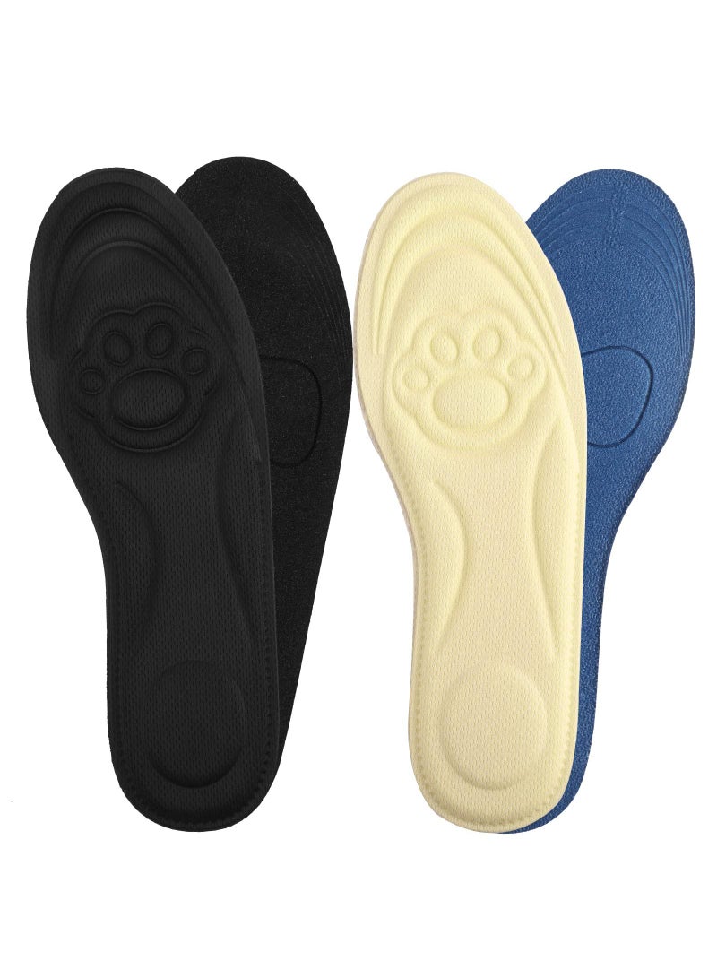 Sweet seven Ultimate Comfort Arch Support Foot Pads - 2 Pairs of Memory Foam Shoe Inserts for Pain Relief, Plantar Fasciitis, and Flat Feet - Orthotics Cushions (Black Beige 35~40) - Image 1