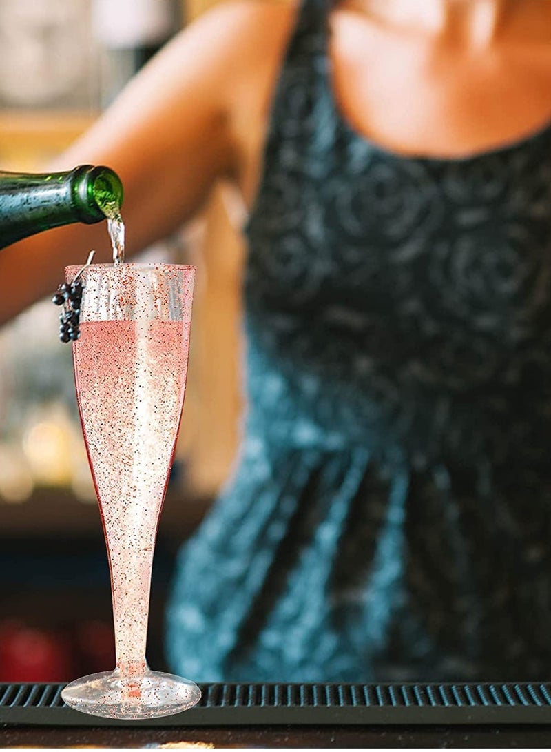 Barakah 12 عبوة من كؤوس الشمبانيا القابلة للتصرف بريق الذهب الوردي كؤوس الشمبانيا البلاستيكية للحفلات كؤوس الشمبانيا البلاستيكية كؤوس التوست البلاستيكية لميموزا حفلات الزفاف وحفلات الاستحمام 6.5 أونصة - Image 4