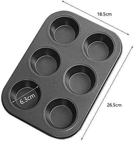 JELLEX 6 Slot Round Shape Carbon Steel Muffin Cupcake Mould Case Bakeware Pan Tray Mould Maker Mold Tray - Image 2